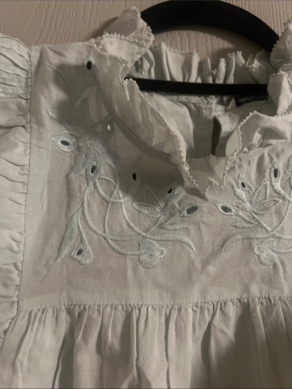 St. Roche 100% Organic Cotton Mint Green Eyelet Ruffle Top Size 2 - Picture 8 of 11